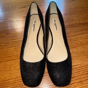 Karl Lagerfeld PARIS Black Sparkle GLitter Boxed Heel